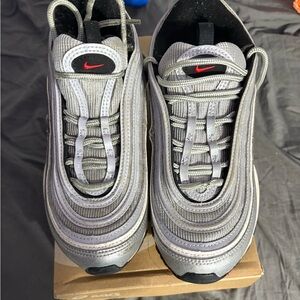 Nike Women's Silver and Red Sneakers